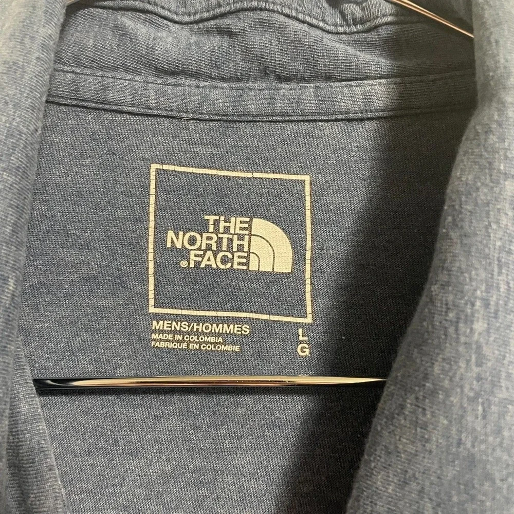 The North Face Men's Polo Shirt Large Navy Short Sleeve Snap Front FlashDry Logo